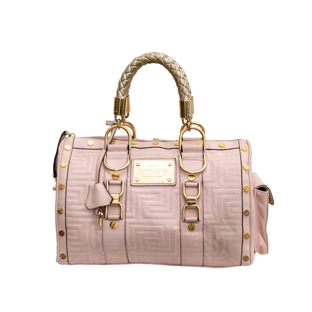 Gianni Versace Couture Pink Quilted Leather Snap Out Of It Satchel Handbag